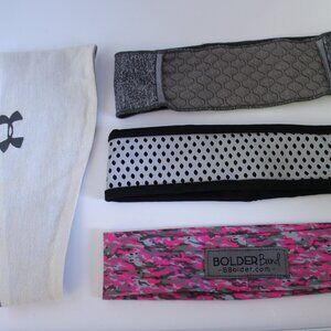 Lot Of 4 Athletic Headbands One-Size Fits Most UA, Boulder Band, Unbranded